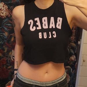 Forever 21 black cropped Babes Club tank top size small